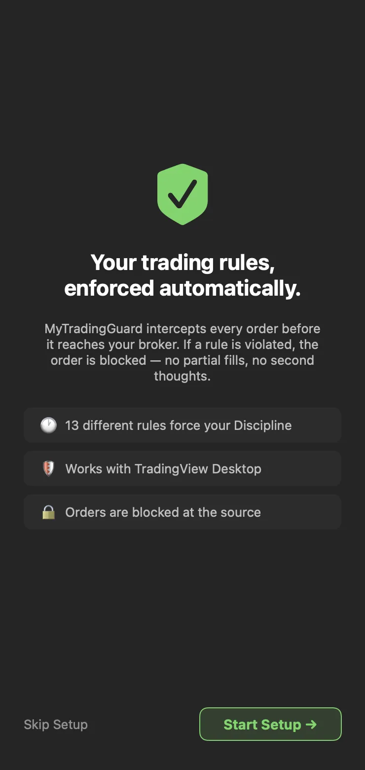 Setup wizard welcome screen with Skip Setup and Start Setup